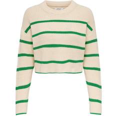 Only ONLMALAVI L/S CROPPED JUMPER KNT Striktrøje Damer beige grøn
