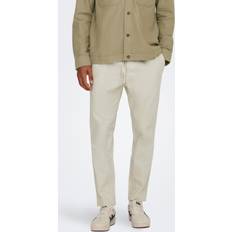 Argent Pantalons Only & Sons ONSLinus Crop 0007 COT LIN PNT Beige