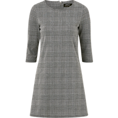 Only Robe Courte Carreaux Col Rond Manches 3/4 Au-dessus du Genou Noir
