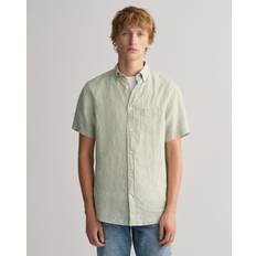 Gant REG LINEN STRIPE SS SHIRT Khaki