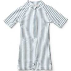 L UV Clothes Children's Clothing Liewood Max Seersucker UV Sun Suit - Stripe Sea Blue/White