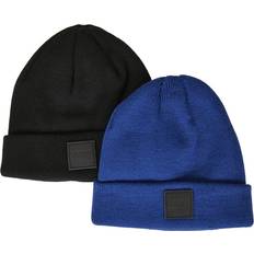 XS Mössor Barnkläder Urban Classics Logopatch Beanie Kids 2-Pack Keps Unisex svart blå