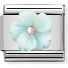 Nomination Classic Rose Gold Turquoise Flower Charm