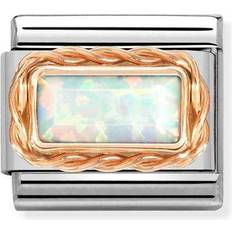Pink Charms & Pendants Nomination Classic Rose Gold Baguette White Opal Charm