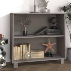 vidaXL Dressoir 85 x 35 x 80 cm Massief Grenenhout Lichtgrijs
