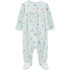 Carter's Girls' 1-Piece 100% Snug Fit Footie Sleeper PJs (Baby Floral/Snap, Newborn)