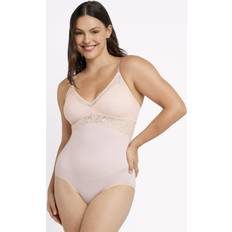 Pink Bodysuits Maidenform Tame Your Tummy Lace Bodysuit - Beige
