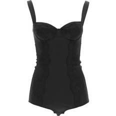 Dolce & Gabbana Bodysuits Dolce & Gabbana Silk Balconette Bodysuit Black Silk