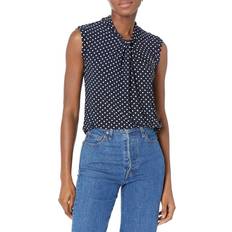 Tommy Hilfiger Womens Sleeveless Polka Dot Knot Neck Knit Blouse Midnight