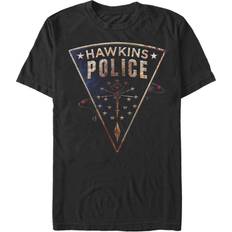 Clothing Men's Stranger Things Hawkins Police Rat Crest T-Shirt Black