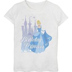 Disney Girl's Cinderella Birthday Princess Graphic T-shirt - White