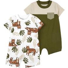 Playsuits Carter's Baby Boy Tigers Tropical Leaves Romper Set, Boy's, Newborn, Green