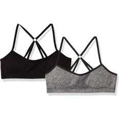 Black Bralettes Hanes Girls' Seamless Foam Strappy Back Wirefree Bralette Gray/Black