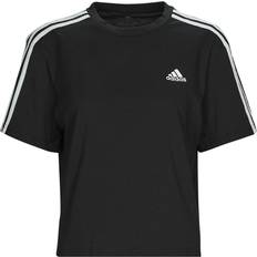 Cotone - Donna Canottiere Adidas Essentials 3-Stripes Single Jersey Crop Top Black Female