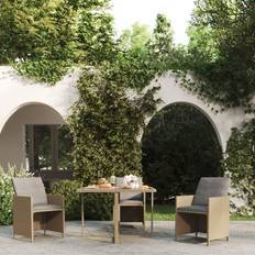 Acciaio Tavoli da Pranzo da Esterno vidaXL Tavolo da Giardino Beige 109x107x74 cm in Polyrattan e Vetro