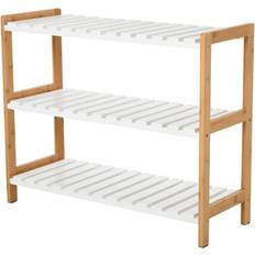 Open frame rack Homcom 3-Tier Natural/White Shoe Rack 70x57.5cm