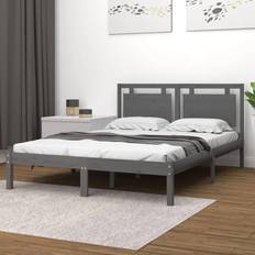 vidaXL Estructura De Cama Madera Maciza De Pino Gris 120x200 cm