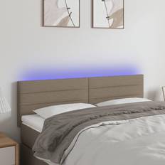 vidaXL À LED Meuble de Chambre À Coucher 144x5x78/88 cm Double Tête de Cadre de Lit Intérieur Taupe Tête de lit