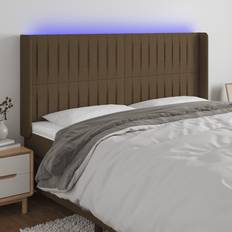 vidaXL LED mörkbrun 163x16x118/128 Sänggavel