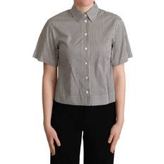 Dolce & Gabbana White Black Striped Cotton Women's Shirt