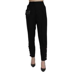 Dolce & Gabbana Elegant Slim Fit Shimmer Cropped Pants Black