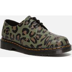 Grün Halbschuhe Dr. Martens Glatt Leder Distorted Leopardendruck Schuhe - Grün/Leopard