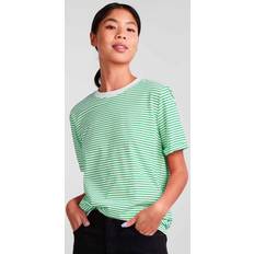 Pieces Stribet Bomulds O-neck T-shirt - Absinthe Green