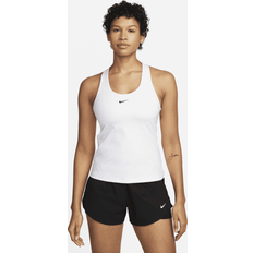 Nike Swoosh-sports-bh-tanktop med støtte og indlæg til kvinder hvid