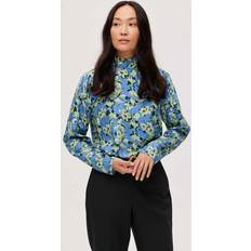 Selected Damen Hemden Selected Blomstret Bluse Blå