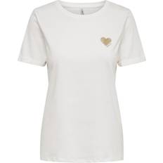 Beige - Damen T-Shirts Only Onlkita T-Shirt - Weiß