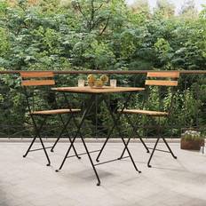 Set da Bistrot vidaXL Bistro 3 Pcs Folding Table and Chair Solid Wood Teak and Steel Set da Bistrot