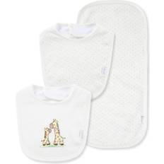 White Drool Bibs Little Me Unisex 3-Piece Bib & Burp Cloth Set, Giraffe