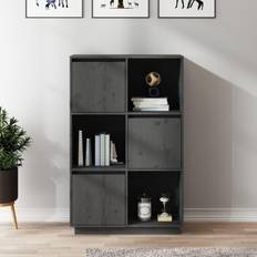 vidaXL Hoge Kast 74 x 35 x 117 cm Massief Grenenhout Grijs