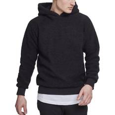 Mens sherpa hoodie Urban Classics Men's Sherpa Hoodie Hooded Sweatshirt - Black