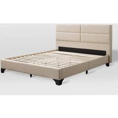 Cream bed frame CorLiving Queen Bellevue Wide Bed Frame Cream