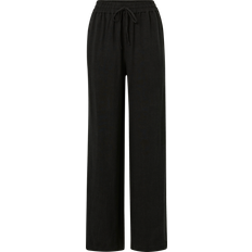 Selected Linen Touch Wide Fit Trousers - Black