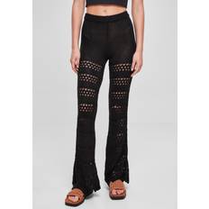 Acrylique Pantalons & Shorts Urban Classics Ladies Flared Crochet Knit Black Pantalons noir