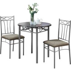 Monarch Specialties 3075 Espresso/Silver/Grey Dining Set 30" 3