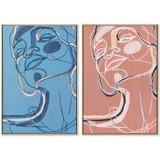 Blue Framed Art Dkd Home Decor Lady Modern Blue/Beige Framed Art 84x123cm 2pcs