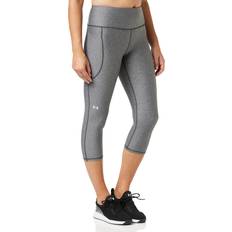 Gray - Women Base Layer Pants Under Armour Women's HeatGear High-Waisted Capris, XXL, Grey