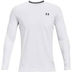 Black - Men Base Layer Tops Under Armour Men's ColdGear Fitted Crew Shirt White/Black