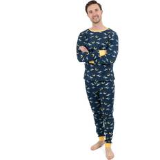 Leveret Mens 2pc. Wolf And Moon Pajama Set Navy