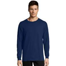 Hanes Essentials Men's Cotton Long Sleeve T-Shirt, 4-Pack Navy Navy