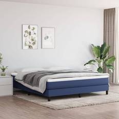 vidaXL de Lit Rembourré Lit Double Adulte Meuble de Chambre Coucher Bleu 180x200x20 cm Matelas à Ressorts