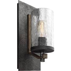 Vetro Applique Elstead Lighting Angelo 1 Light Wall Light - Distressed Weathered Oak & Slate Grey Metal E27 137x152x330 mm Applique