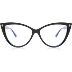 Blåt lys briller Tom Ford Kvinde FT5843-B 001 Blåt Lys Briller Plast Sort Cat Eye Anti-blå