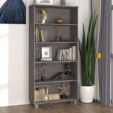 vidaXL Highboard HAMAR Solid Wood Pine Light Grey Storage Cabinet