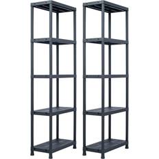 Black Shelving Systems vidaXL Storage Shelf Racks 2 Pcs Black Shelving System