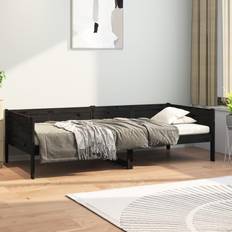 Letto Giorno Divani vidaXL Dormeuse Nera In Legno Massello Di Pino 90x190 Cm Divano