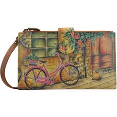 Wallets & Key Holders Anuschka Hand-Painted Leather Cell Phone Case Wallet - Vintage Bike
